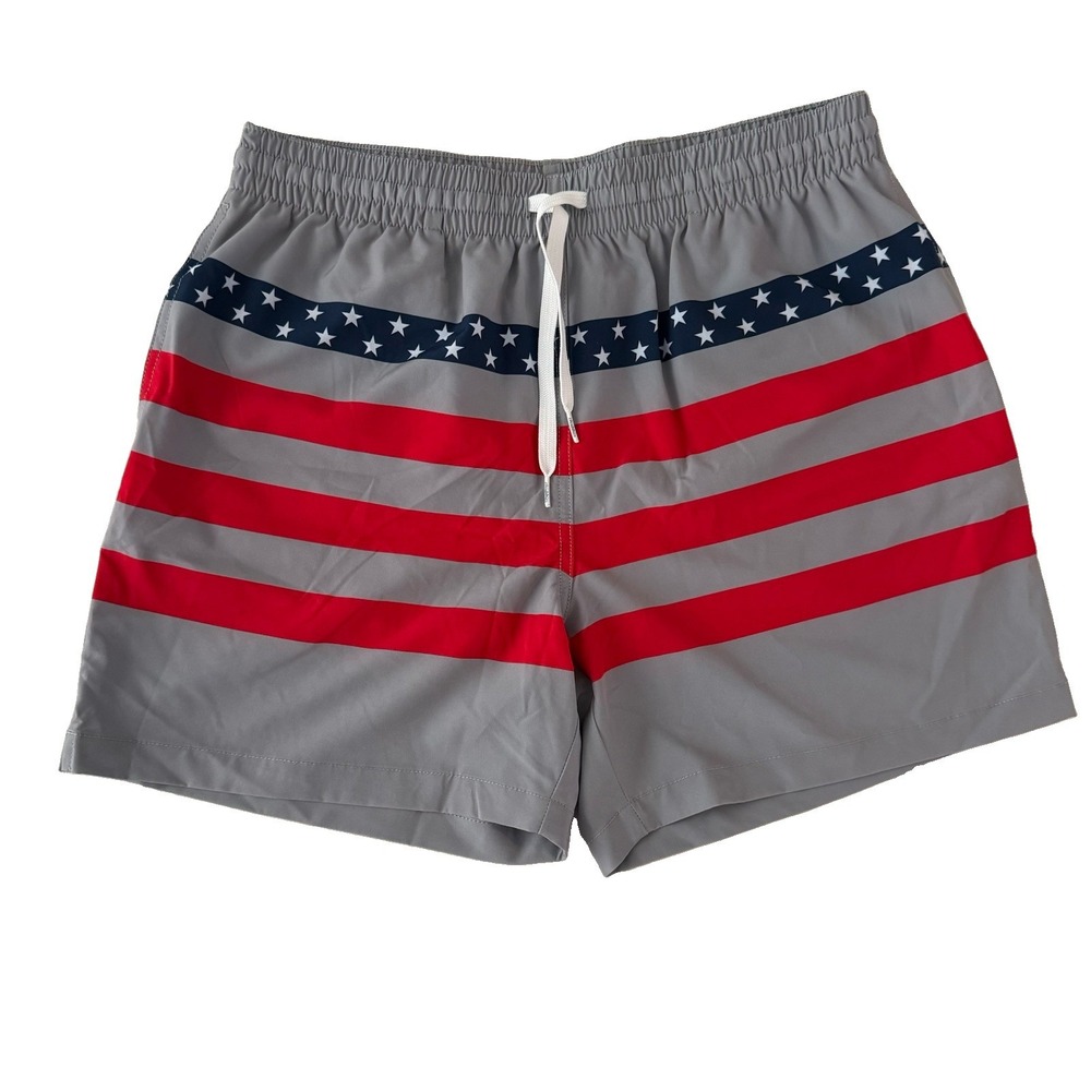 Chubbies USA American Flag Swim Trunks Mesh Lined Drawstrings 5.5" Inseam Large